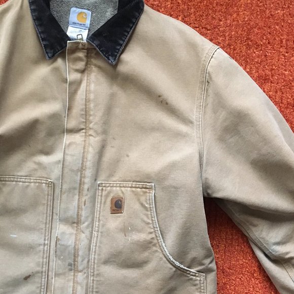 Carhartt Jacket XL brown duck canvas sherpa lined - Picture 2 of 12